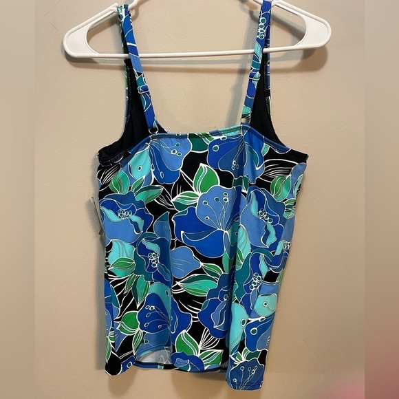 New Lands End Tankini Black Deco Floral with Underwire Bra women’s 10 - Picture 3 of 10